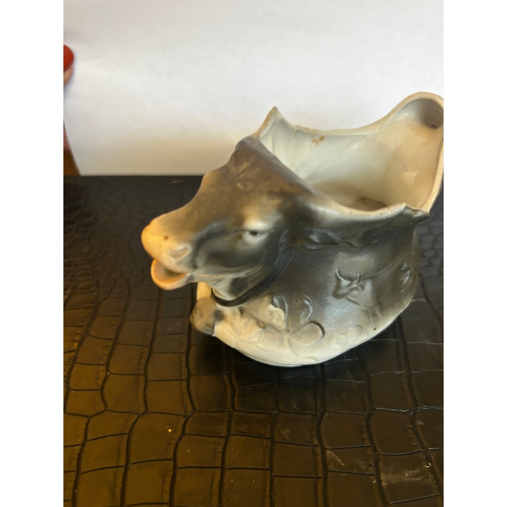 Vintage Ceramic Water Buffalo Creamer Pitcher Grey White Farmhouse Country Decor - Picture 3 of 5